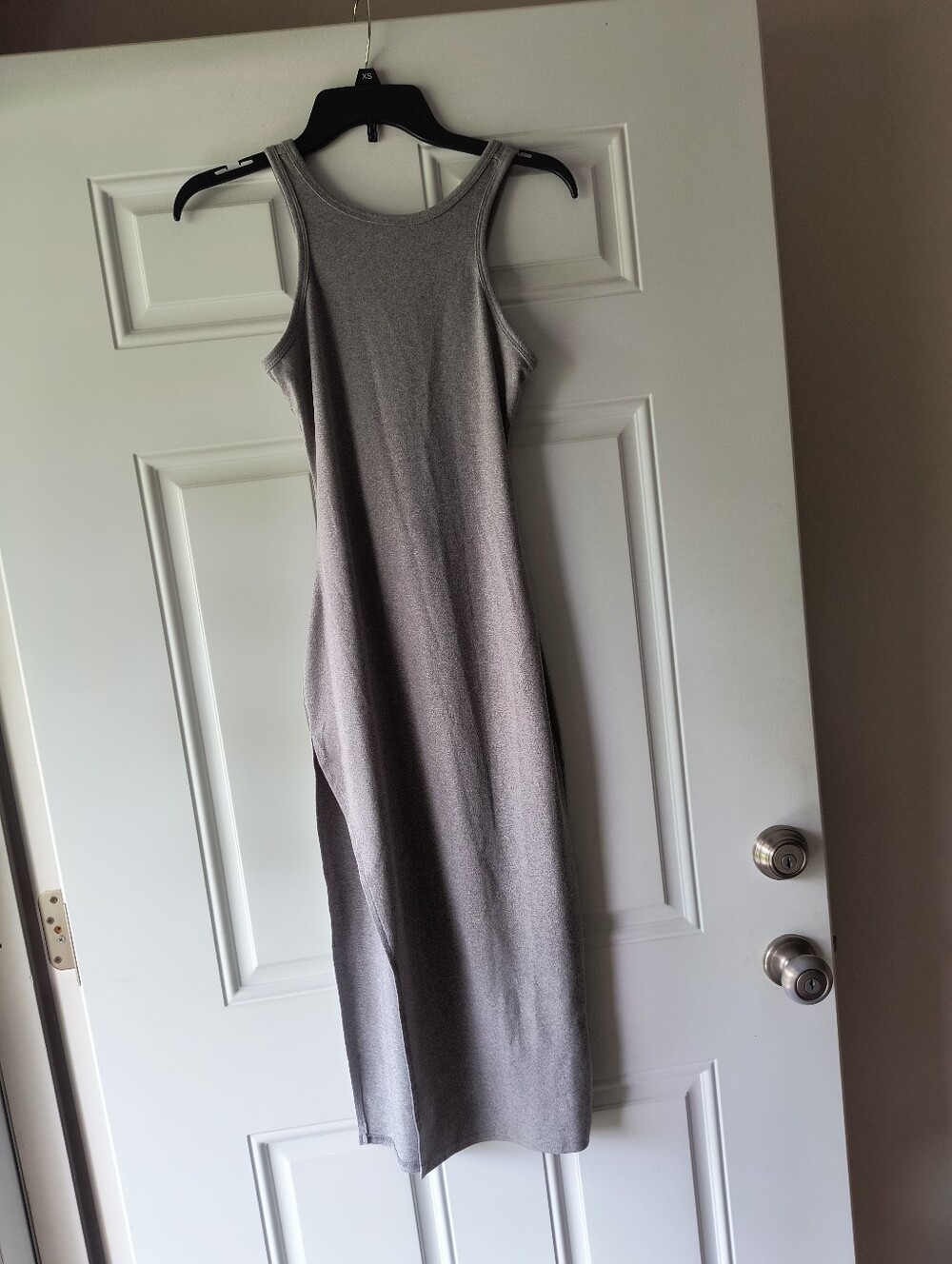 Shein Women's Heathered Gray Maxi Dress Racerback Keyhole Size XS 2